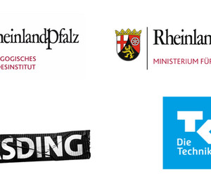Die Logos des Pädagogischen Landesinstitutes RLP, des Ministeriums für Bildung, von SWR Das Ding und der Techniker Krankenkasse
